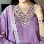 Women's Onian Colour Rayon Slub Embroidered Straight Kurta Pant with Dupatta