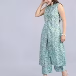 Stylish Rayon Printed sleeveles Kurta With Palazzos Set For Women