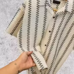 Handcrafted Look Cotton Crochet Shirt for Men .