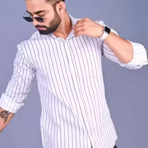 Men’s Polycotton Striped Shirt – Regular Fit, Full Sleeves, Trendy Daily Wear