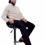 Men's striped Regular Spread Collar yellow Shirts