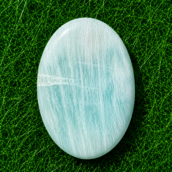 Natural Aqua Blue Organite Crystal Stone – Polished Healing Palm Stone for Positive Energy, Meditation & Home Décor
