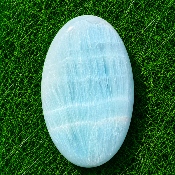 Natural Aqua Blue Organite Crystal Stone – Polished Healing Palm Stone for Positive Energy, Meditation & Home Décor