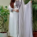 Women Designer Rayon Embroidery Black Kurta Pant Dupatta Set