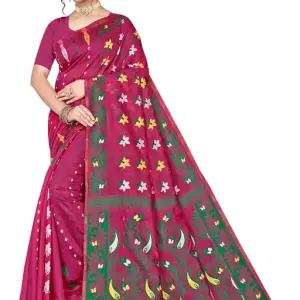 Designer Dhakai Jamdani Saree Cotton Silk Blend Sari