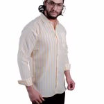 Men's striped Regular Spread Collar yellow Shirts