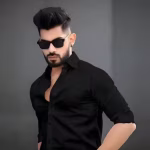 Fatty Mouse Men's Solid Spread Collar Black Shirts