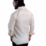 Men's striped Regular Spread Collar yellow Shirts