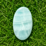 Natural Aqua Blue Organite Crystal Stone – Polished Healing Palm Stone for Positive Energy, Meditation & Home Décor