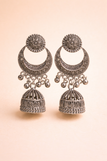 Collections Antique Oxidised Silver Jhumka Earrings | Stylish Ethnic Boho Jhumki for Women | Latest Designer Party Wear Jewellery